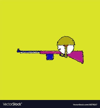Flat shading style icon soldier with rifle aiming vector image