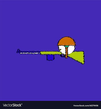 Flat shading style icon soldier with rifle aiming vector image
