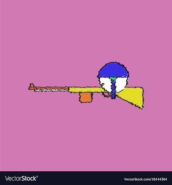 Flat shading style icon soldier with rifle aiming vector image