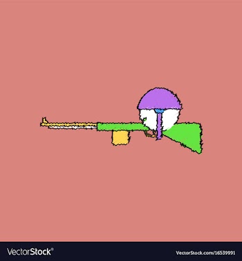 Flat shading style icon soldier with rifle aiming vector image