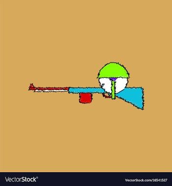Flat shading style icon soldier with rifle aiming vector image