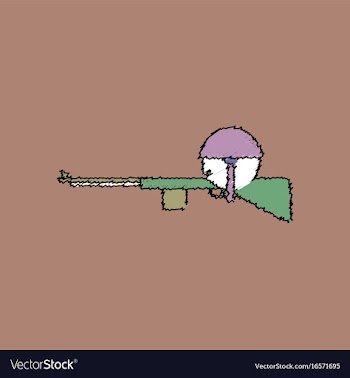 Flat shading style icon soldier with rifle aiming vector image