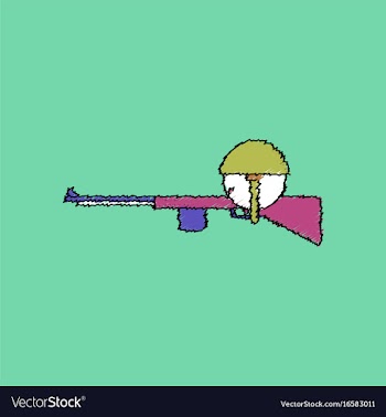 Flat shading style icon soldier with rifle aiming vector image
