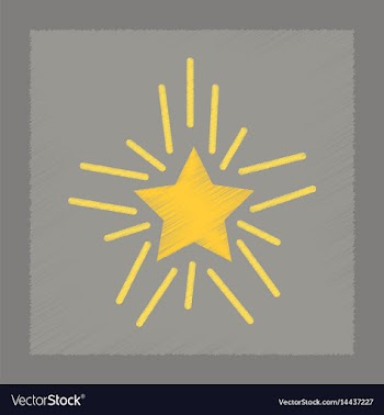 Flat shading style icon star shines vector image