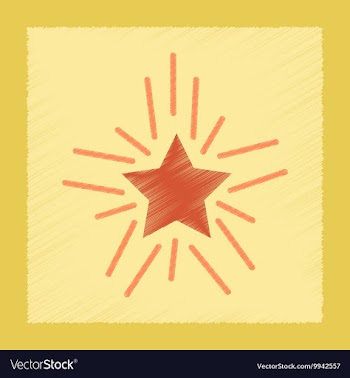 Flat shading style icon star shines vector image