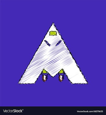 Flat shading style icon stealth strike aircraft vector image