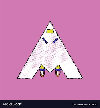 Flat shading style icon stealth strike aircraft vector image