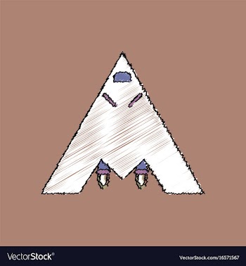 Flat shading style icon stealth strike aircraft vector image