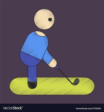 Flat shading style icon stick figure golf vector image