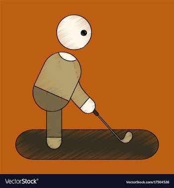 Flat shading style icon stick figure golf vector image
