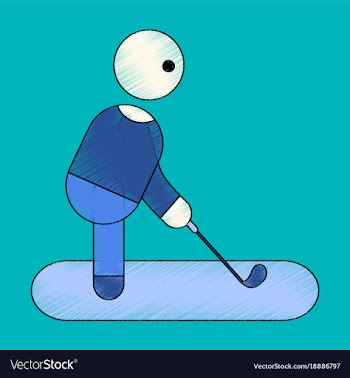 Flat shading style icon stick figure golf vector image