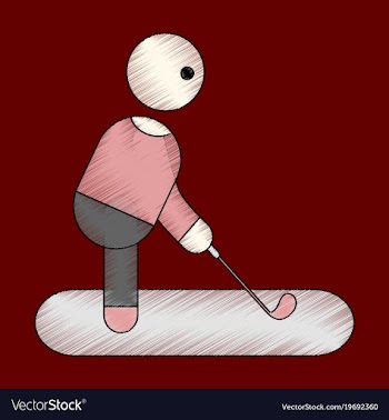 Flat shading style icon stick figure golf vector image
