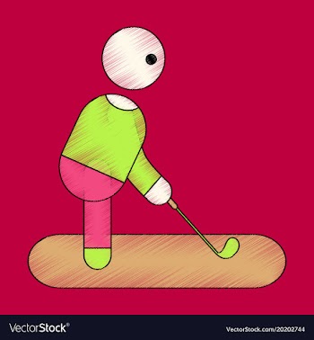Flat shading style icon stick figure golf vector image
