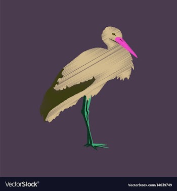 Flat shading style icon stork vector image
