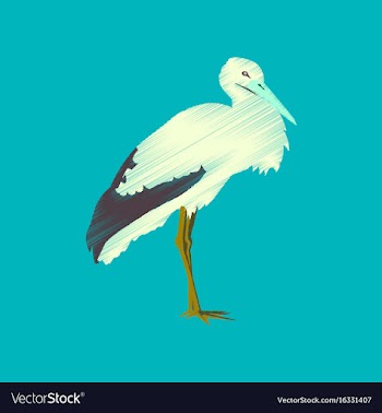 Flat shading style icon stork vector image