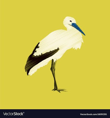 Flat shading style icon stork vector image