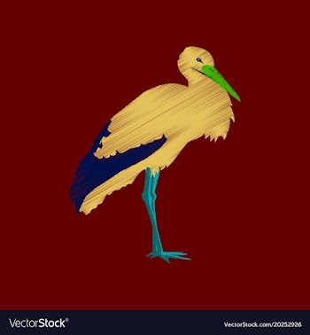 Flat shading style icon stork vector image