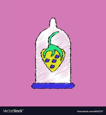 Flat shading style icon strawberry condom vector image