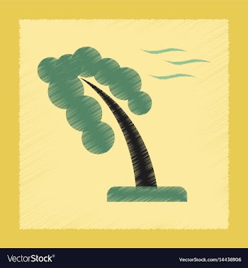 Flat shading style icon strong wind tree vector image