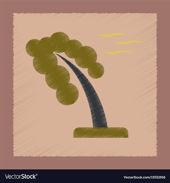 Flat shading style icon strong wind tree vector image