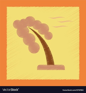 Flat shading style icon strong wind tree vector image