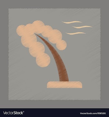 Flat shading style icon strong wind tree vector image