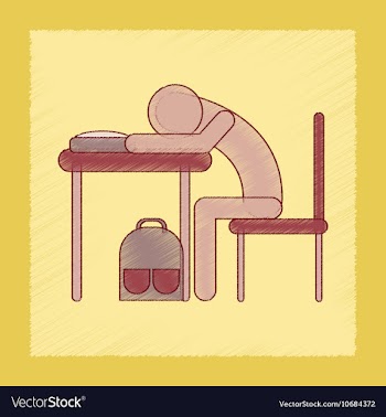 Flat shading style icon student sleeping at the vector image