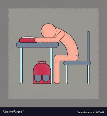 Flat shading style icon student sleeping at the vector image