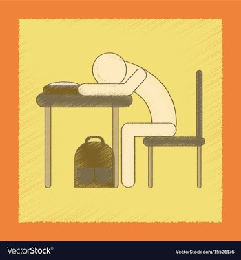 Flat shading style icon student sleeping at the vector image