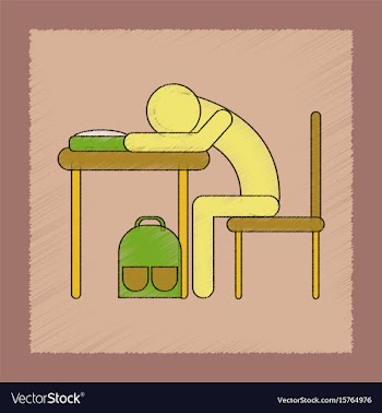 Flat shading style icon student sleeping at the vector image