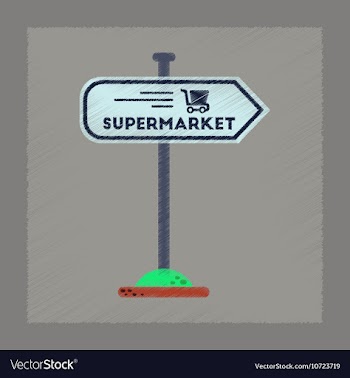 Flat shading style icon supermarket sign vector image