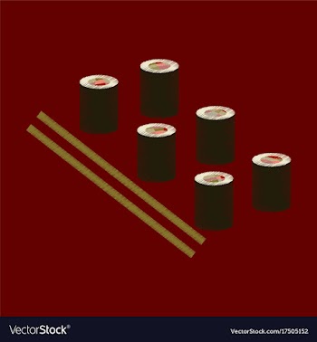 Flat shading style icon sushi and sticks vector image