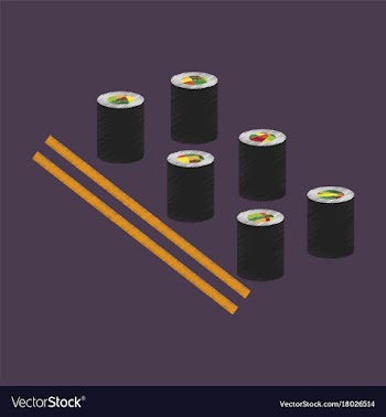 Flat shading style icon sushi and sticks vector image