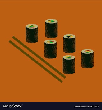 Flat shading style icon sushi and sticks vector image