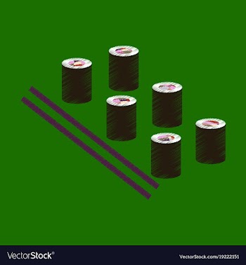 Flat shading style icon sushi and sticks vector image