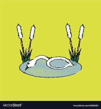 Flat shading style icon swan in the reeds vector image