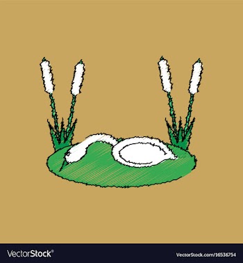 Flat shading style icon swan in the reeds vector image