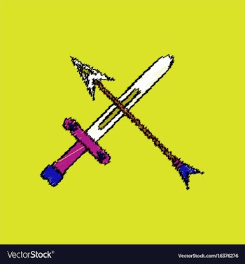 Flat shading style icon sword and arrow vector image