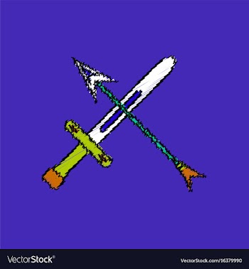 Flat shading style icon sword and arrow vector image