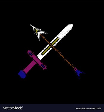 Flat shading style icon sword and arrow vector image