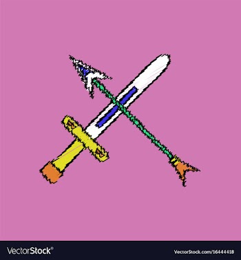 Flat shading style icon sword and arrow vector image