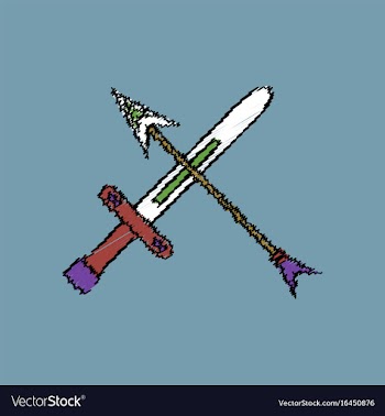 Flat shading style icon sword and arrow vector image