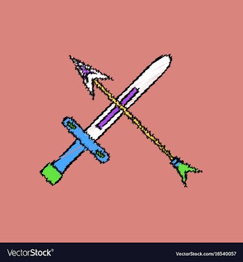 Flat shading style icon sword and arrow vector image