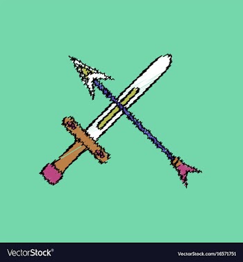 Flat shading style icon sword and arrow vector image