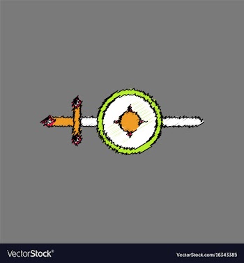 Flat shading style icon sword and shield vector image