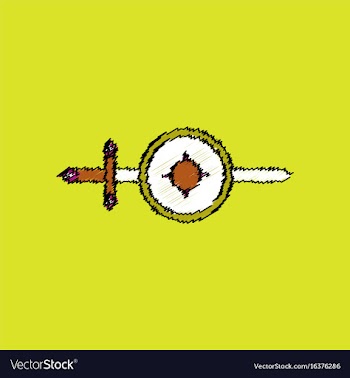 Flat shading style icon sword and shield vector image