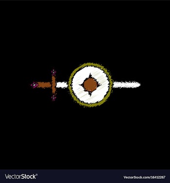 Flat shading style icon sword and shield vector image