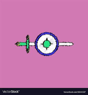 Flat shading style icon sword and shield vector image
