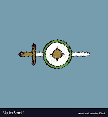 Flat shading style icon sword and shield vector image