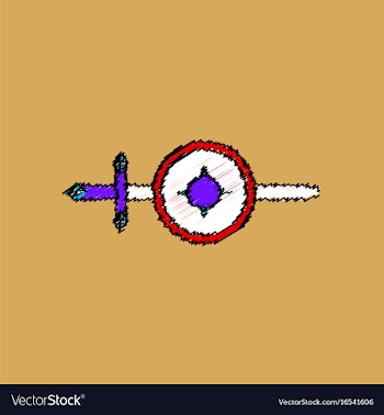 Flat shading style icon sword and shield vector image